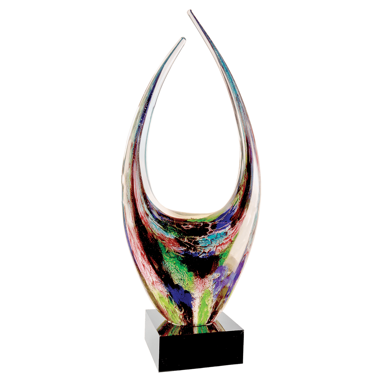 16 3/4" Dual Rising Art Glass with Square Black Base