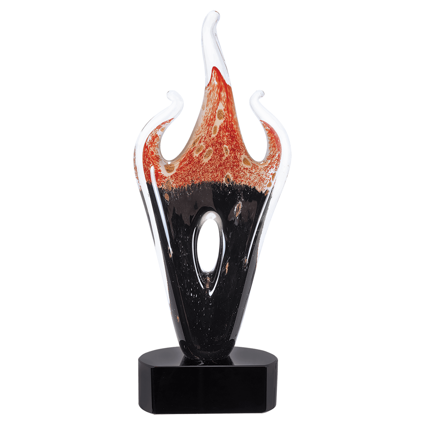 16" Red & Black Flame Art Glass