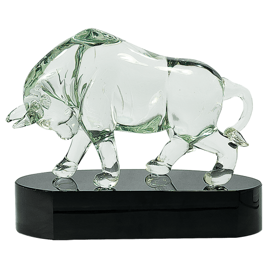 7 1/2" Clear Art Glass Bull