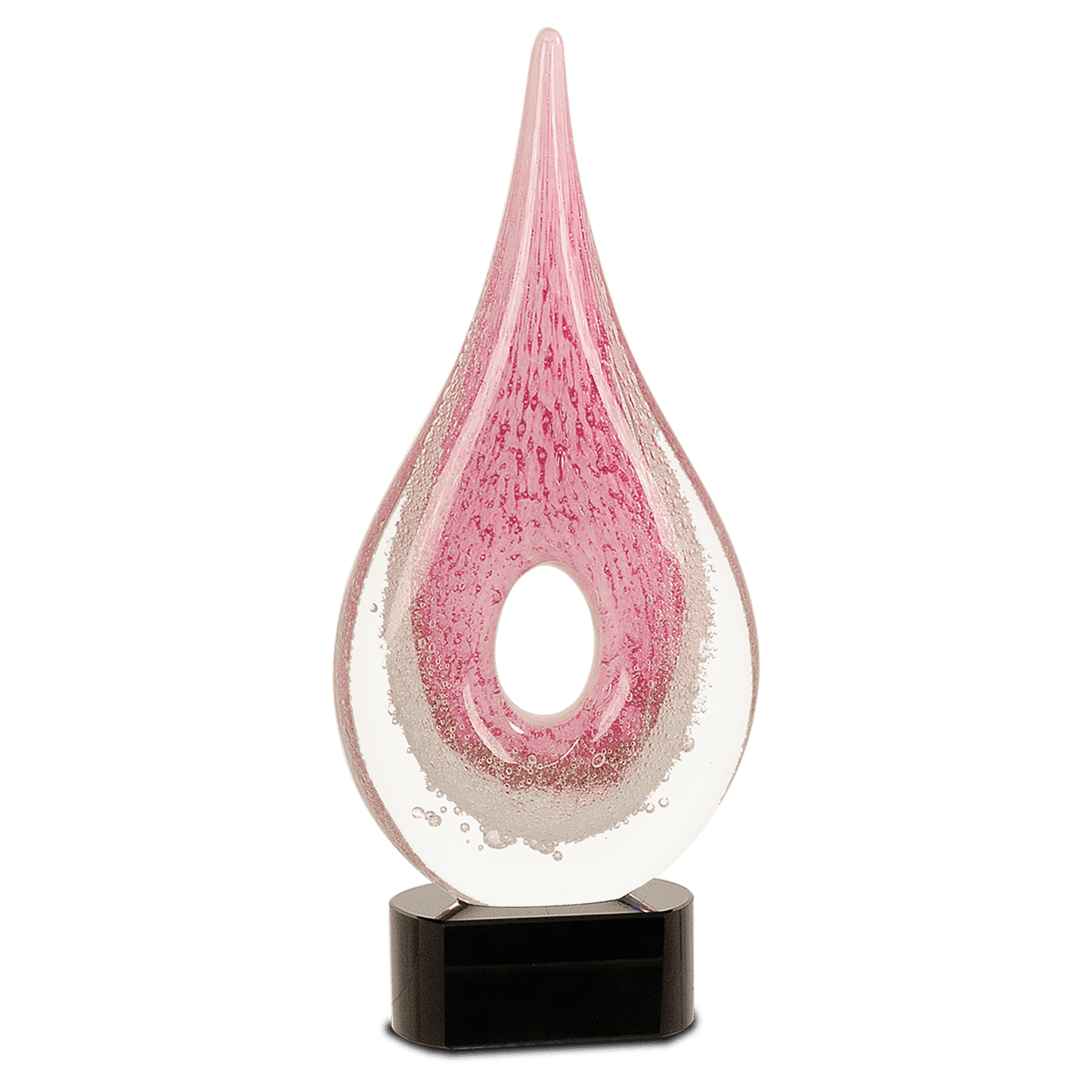 12" Pink Round Window Raindrop Art Glass