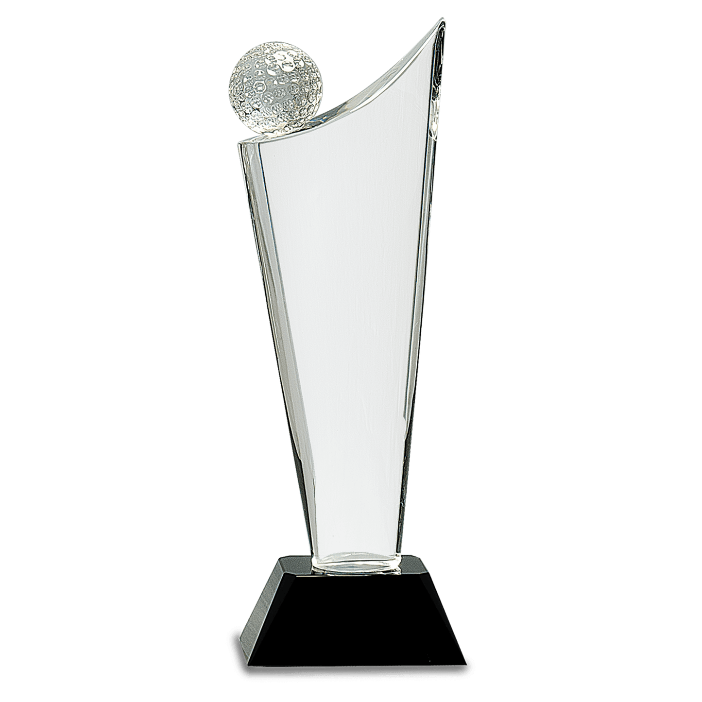 10 3/4" Clear Crystal Golf Wave on Black Pedestal Base