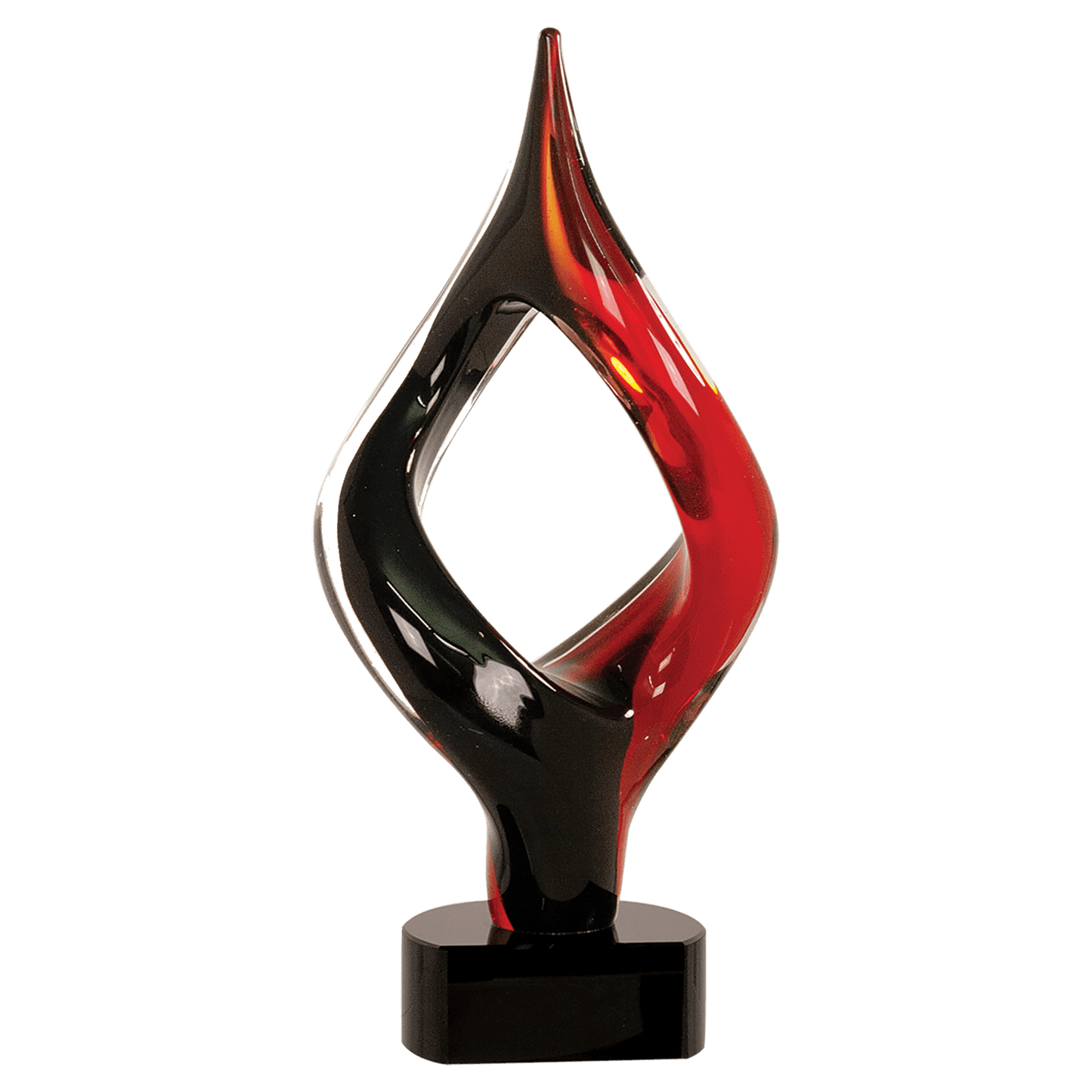 13 1/4" Red & Black Twist Art Glass