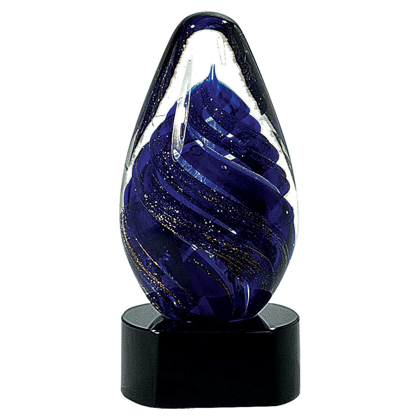 6 1/2" Blue Tear Drop Art Glass