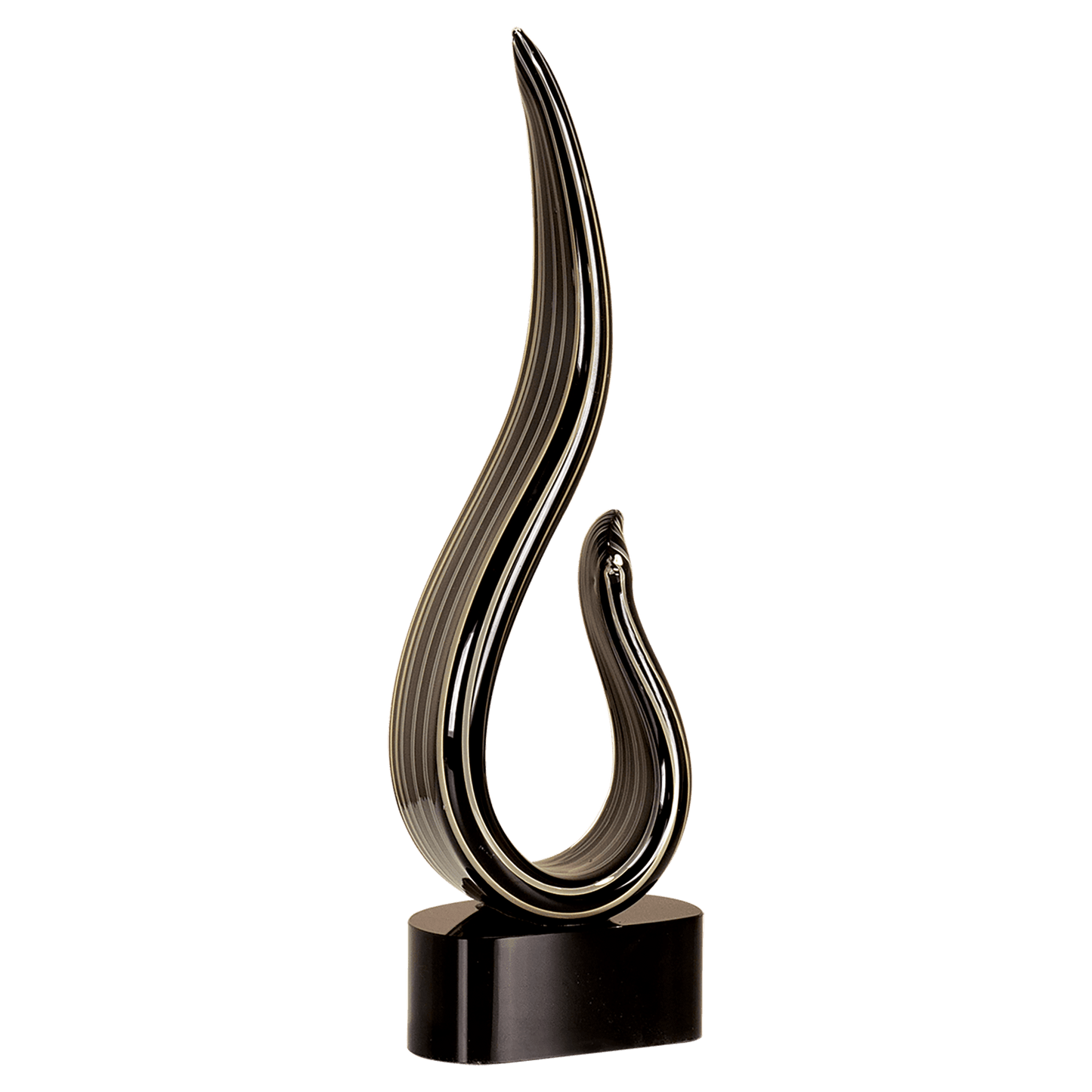 15" Black & Gold Curve Art Glass
