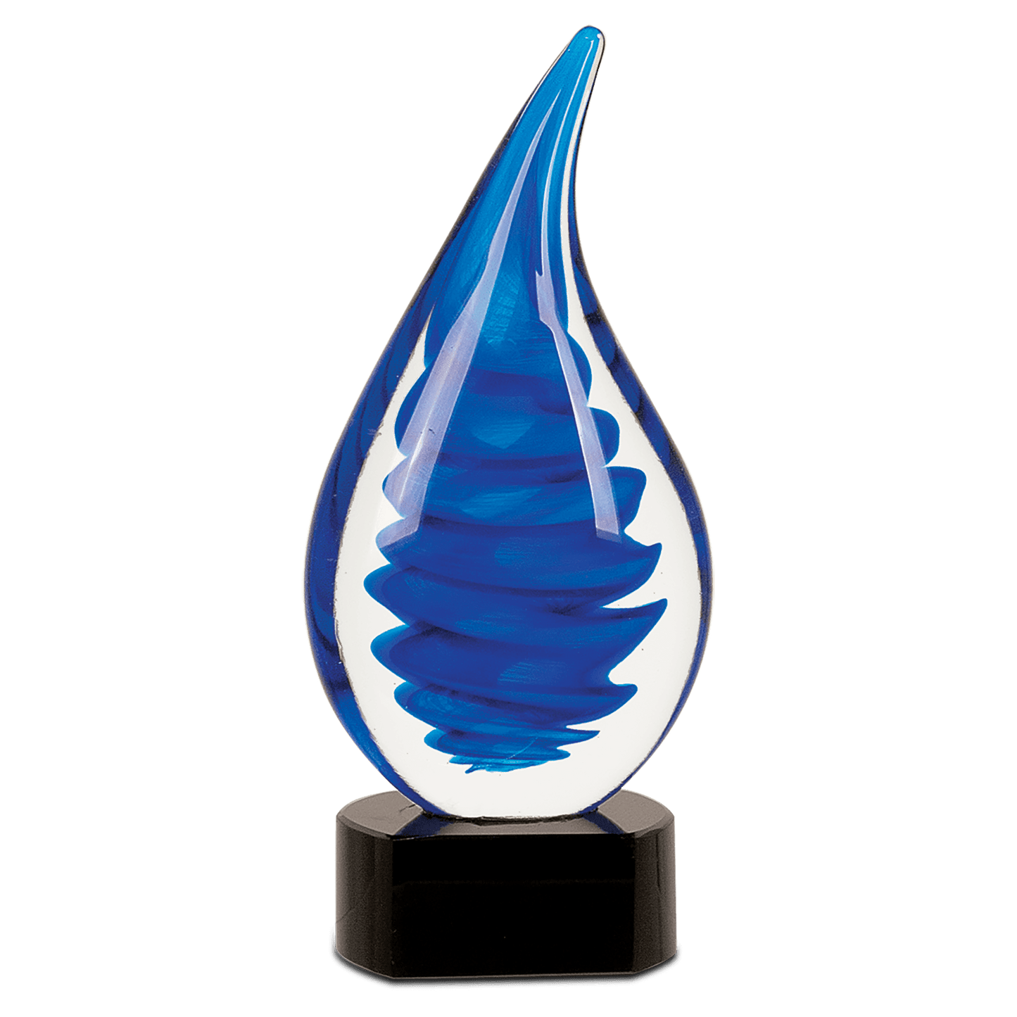 10 1/4" Blue Twist Raindrop Art Glass