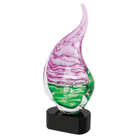15 1/2" Pink/Green Art Glass