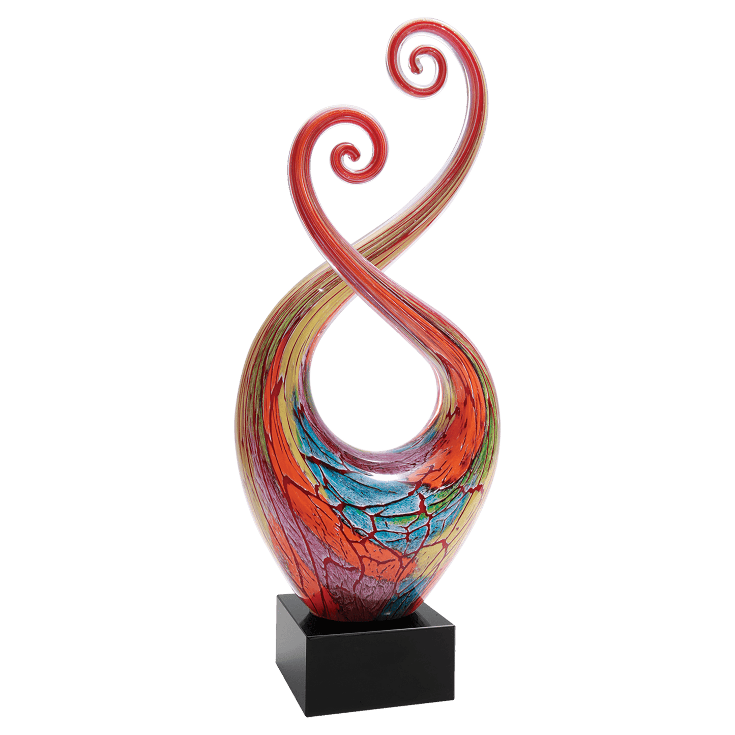 14" Multi-Color Twist Art Glass with Black Base