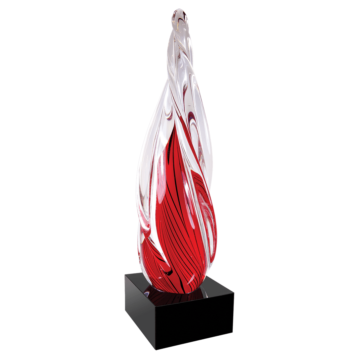 12" Red Twisted Spire with Black Base