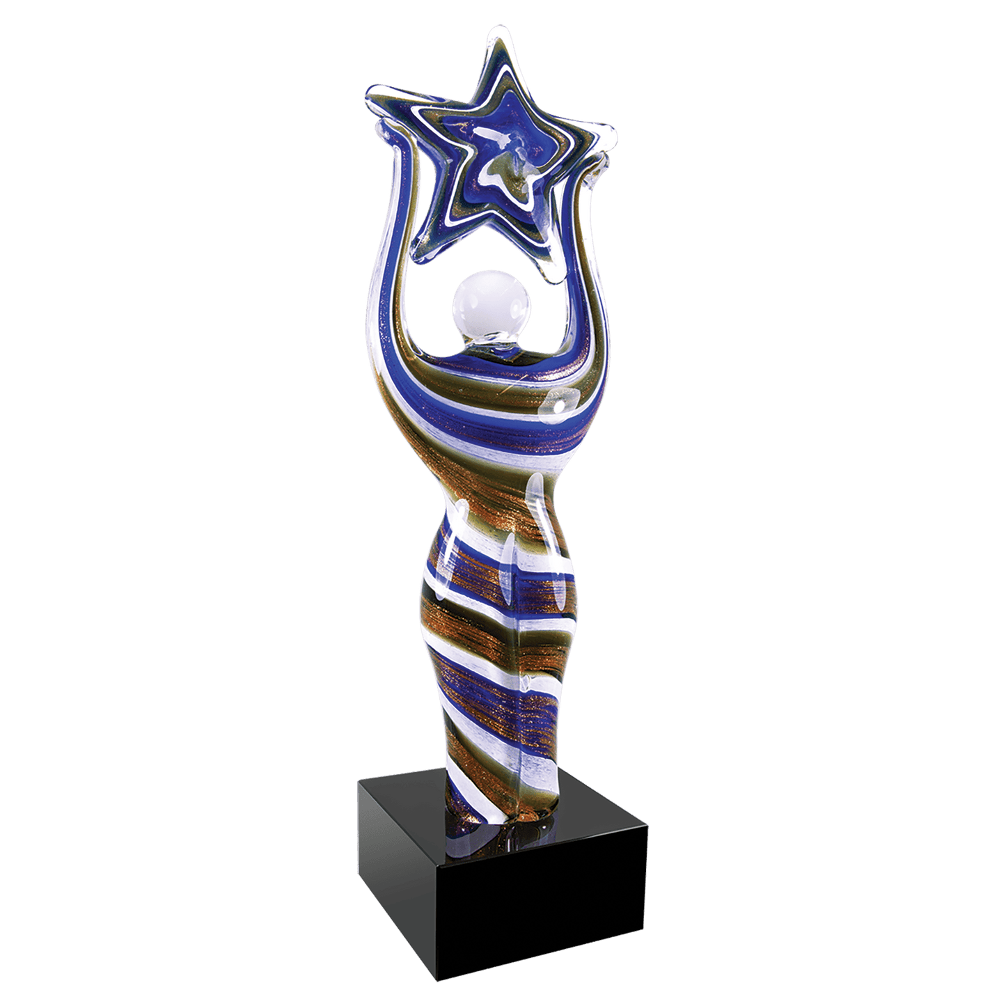 12" Glass Figure with Star and Black Base