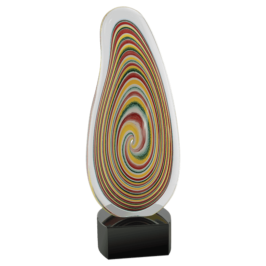 12 1/4" Multi-Color Flat Swirl Art Glass
