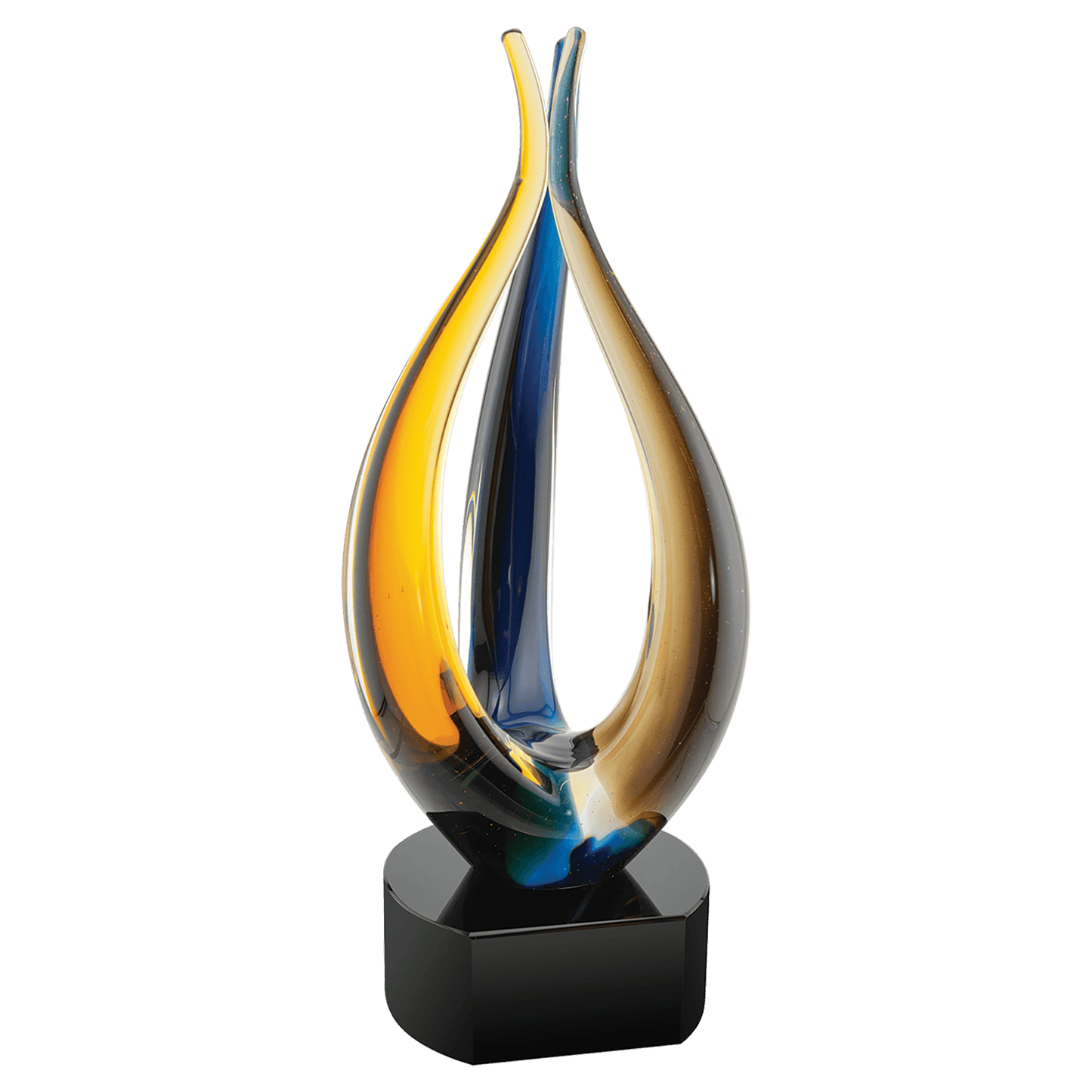 11 1/2" Blue/Brown Tri Rise Art Glass