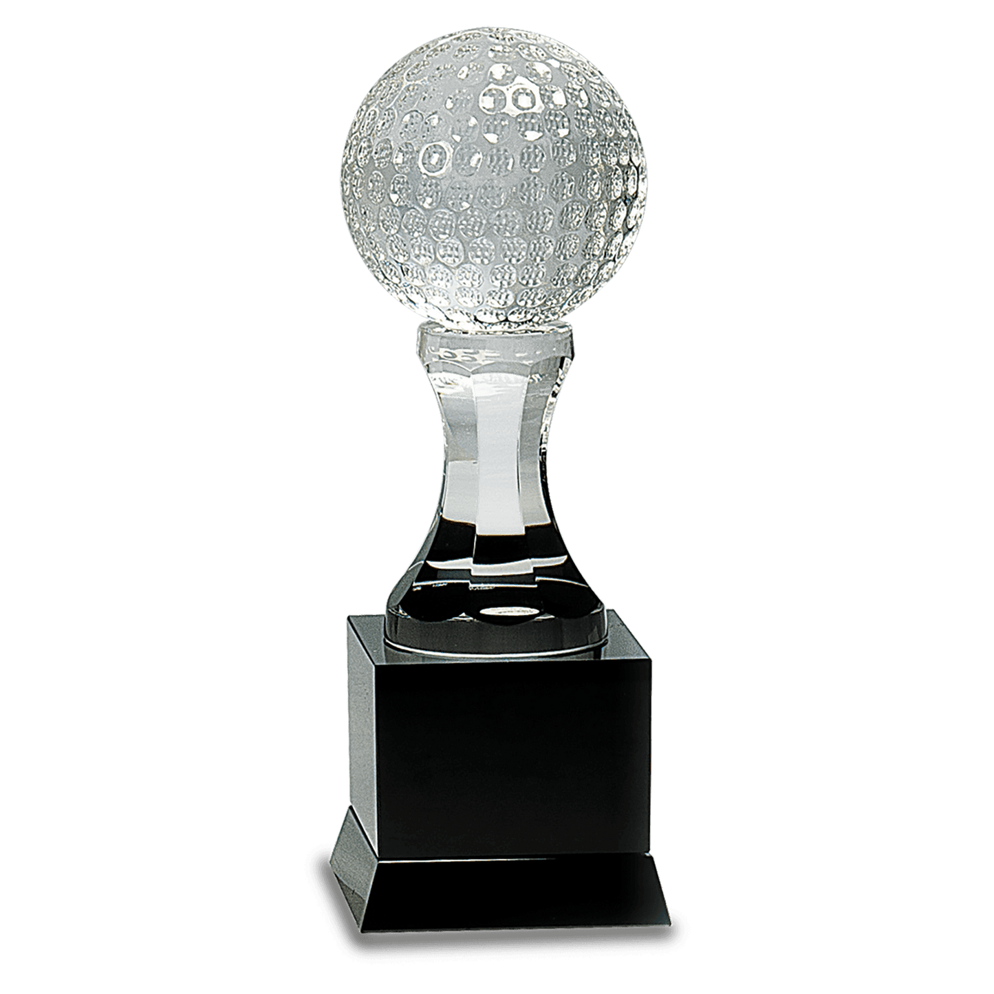 9" Crystal Golf Ball on Black Pedestal Base