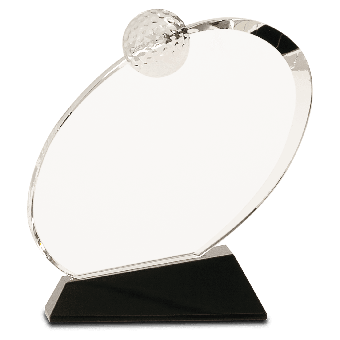 Clear Crystal Oblong Golf Award on Black Crystal Base