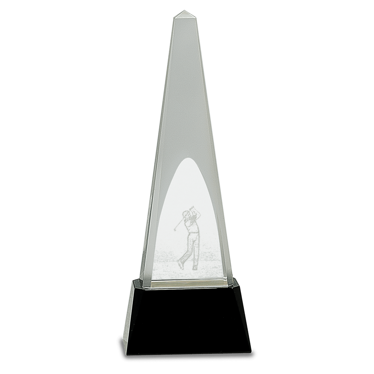 10 1/4" Clear Crystal 3D Golf Spire on Black Pedestal Base