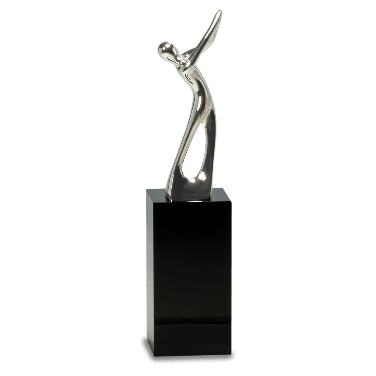 Silver Metal Golf Figure on Black Crystal Pedestal