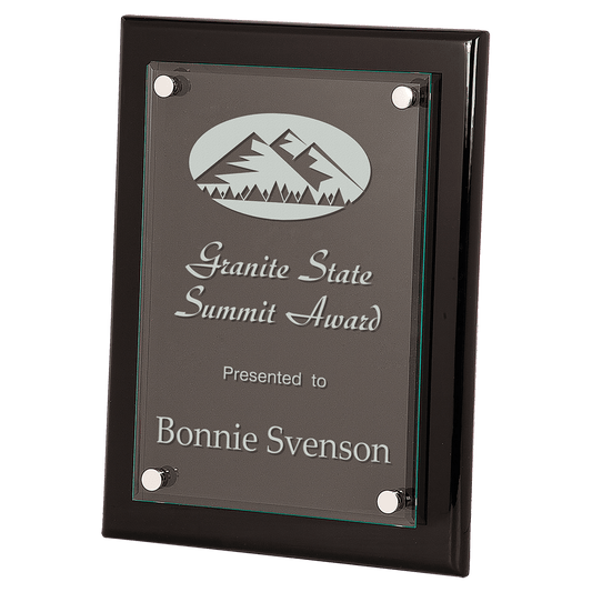 Black Piano Finish Floating Glass Plaque