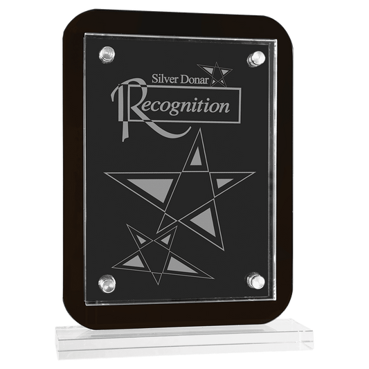 Black Floating Glass Standup Plaque