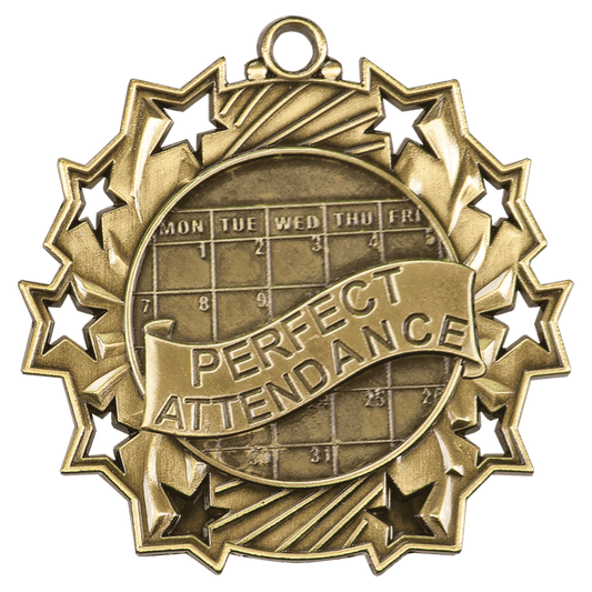 Antique Perfect Attendance Ten Star Medal