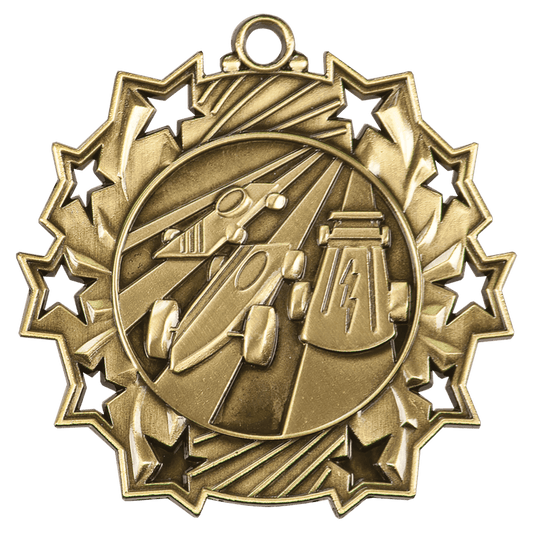 Antique Pinewood Derby Ten Star Medal